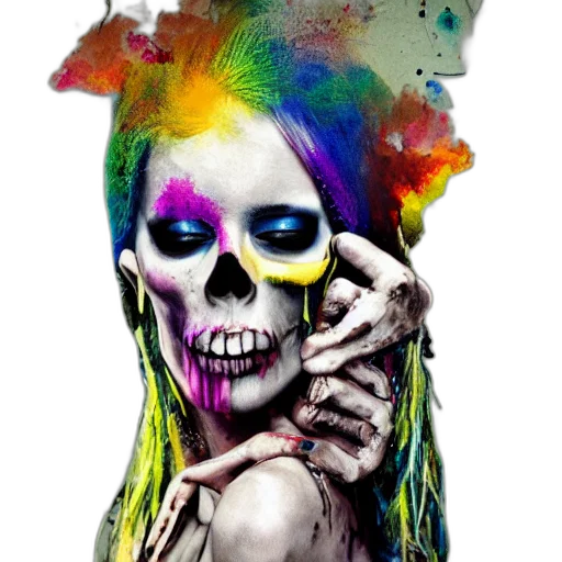 mask, face, watercolor, photorealistic, fantasy art, concept art, colorful, neon transparent PNG cut-out
