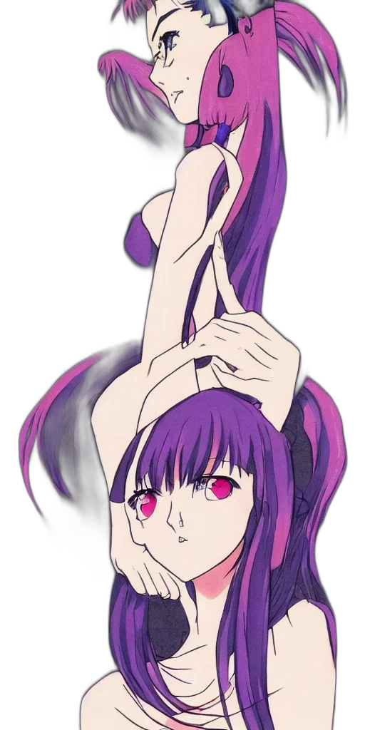 weapon, staff, hair, creature transparent PNG cut-out