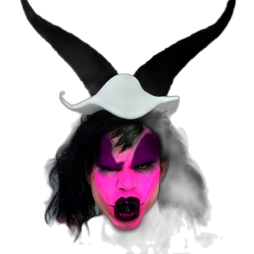 mask, hat, face, creature, vaporwave, fantasy art, concept art, photorealistic transparent PNG cut-out