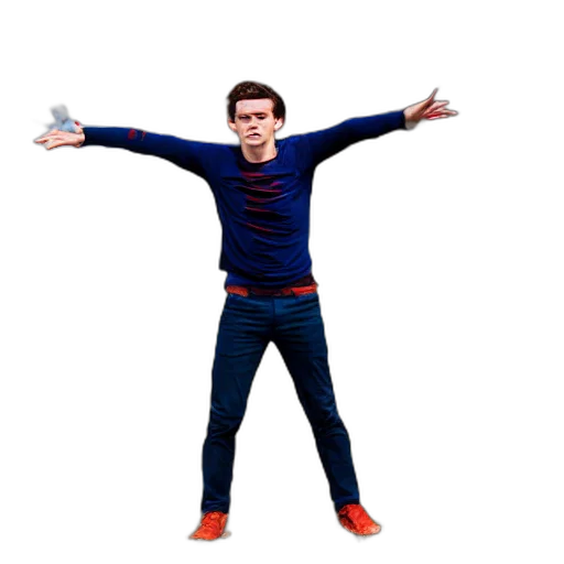 jacket, shoes, staff, creature, 3d render, concept art, pixel art, tom transparent PNG cut-out