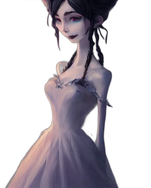 dress, staff, crown, face, fantasy art, concept art, anime, watercolor transparent PNG cut-out