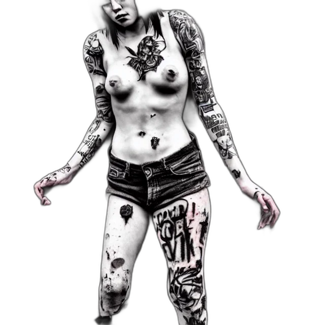 creature, dress, cyberpunk, comic book art, photorealistic, concept art, full, body transparent PNG cut-out