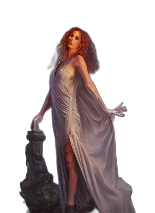 dress, staff, fantasy art, concept art transparent PNG cut-out