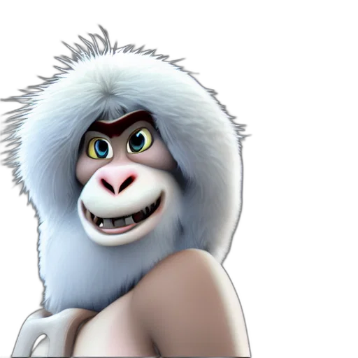 animal, creature, face, concept art, 3d render, photorealistic, cartoon, yeti transparent PNG cut-out