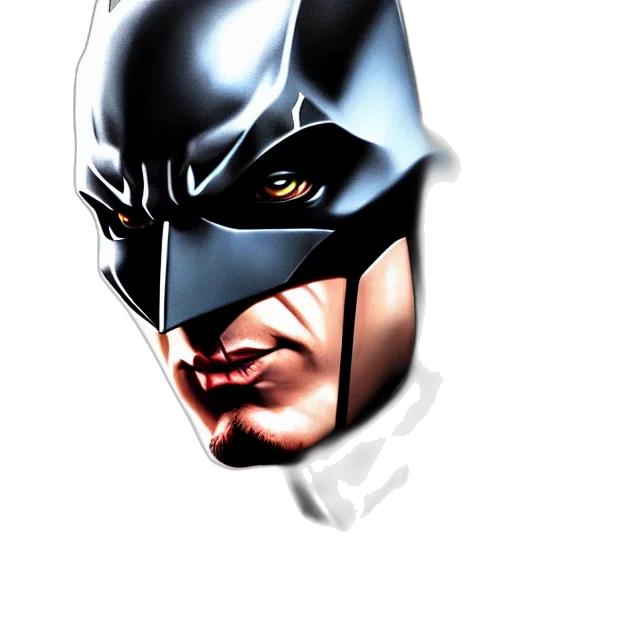 mask, face, comic book art, photorealistic, concept art, 3d render, batman, chrome transparent PNG cut-out