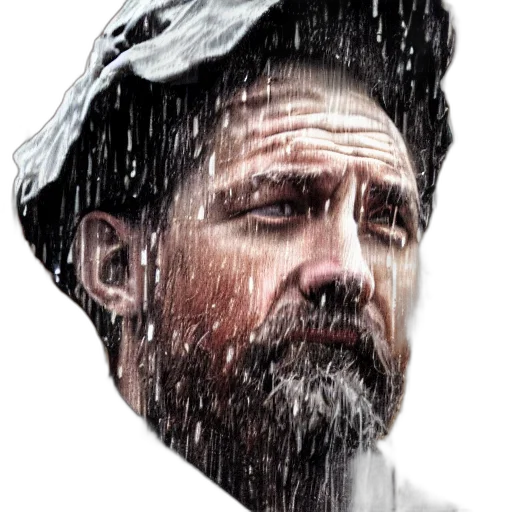 hat, face, umbrella, photorealistic, comic book art, concept art, oil painting, rain transparent PNG cut-out