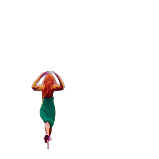 umbrella, dress, hat, creature, pixel art, 3d render, concept art, vaporwave transparent PNG cut-out