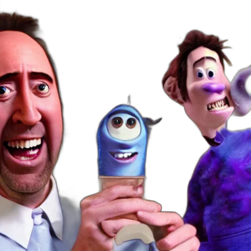 concept art, 3d render, mike, monster, inc, nic, cage, face transparent PNG cut-out