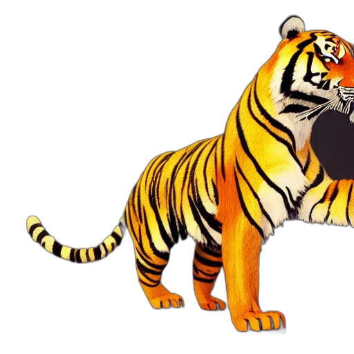 animal, creature, 3d render, concept art, photorealistic, pixel art, tiger, fire transparent PNG cut-out