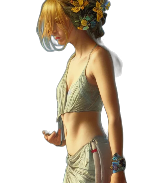 dress, jewelry, crown, staff, concept art, fantasy art, photorealistic, watercolor transparent PNG cut-out