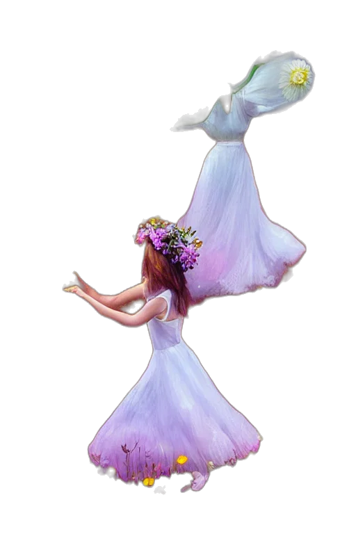 dress, crown, flower, staff transparent PNG cut-out