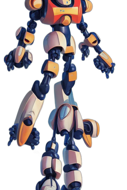 robot, weapon, concept art, 3d render, pixel art, cartoon, blue, metabots transparent PNG cut-out