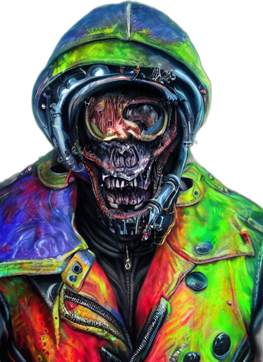 jacket, mask, face, robot, cyberpunk, concept art, photorealistic, comic book art transparent PNG cut-out
