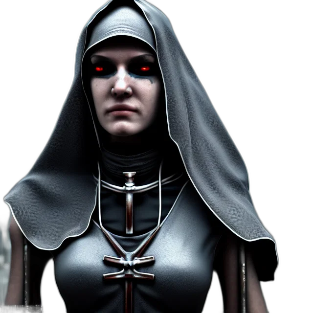 staff, 3d render, concept art, fantasy art, photorealistic, cyberpunk, nun, warrior transparent PNG cut-out