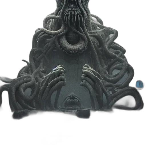 mask, crown, creature, staff, 3d render, concept art, fantasy art, photorealistic transparent PNG cut-out
