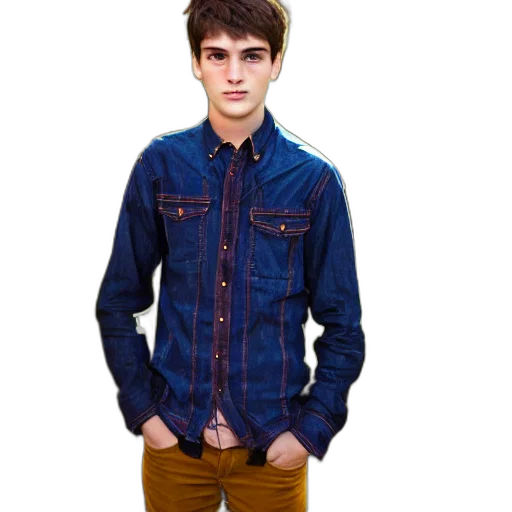 jacket, photorealistic, 3d render, cartoon, blue, dark, walking, forest transparent PNG cut-out