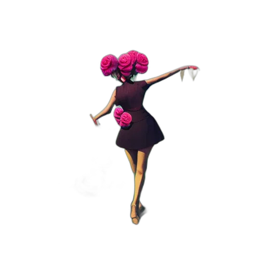 dress, hat, flower, staff, concept art, 3d render, cartoon, pixel art transparent PNG cut-out