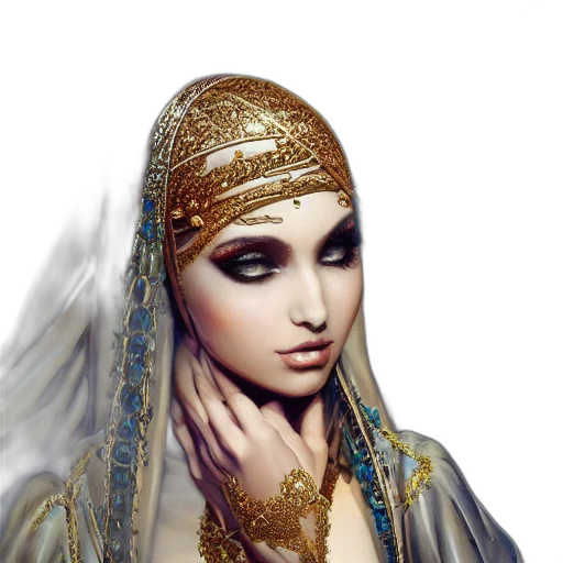 jewelry, crown, face, mask, fantasy art, photorealistic, concept art, 3d render transparent PNG cut-out