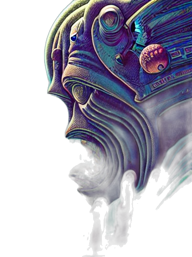 mask, face, crown, robot, fantasy art, concept art, watercolor, comic book art transparent PNG cut-out