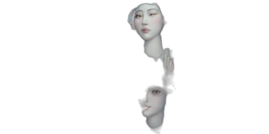 face, mask, robot, creature, 3d render, photorealistic, concept art, vaporwave transparent PNG cut-out
