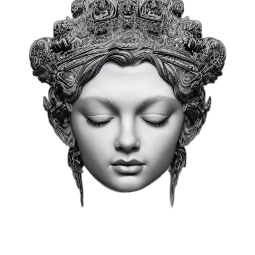 crown, mask, face, jewelry, photorealistic, 3d render, concept art, pencil sketch transparent PNG cut-out