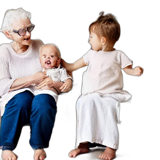photorealistic, white, elderly, granny transparent PNG cut-out