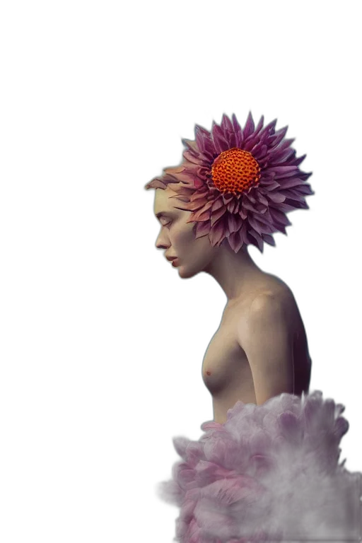 crown, flower, hat, hair, photorealistic, 3d render, concept art, fantasy art transparent PNG cut-out