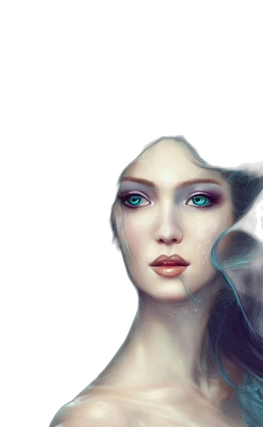 face, mask, fantasy art, photorealistic, concept art, 3d render, outer space, underwater transparent PNG cut-out