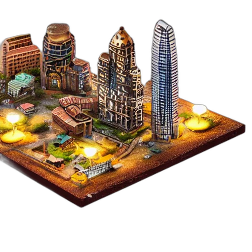 concept art, 3d render, city street, model transparent PNG cut-out