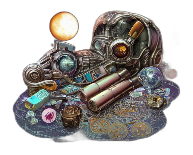 jewelry, robot, weapon, staff transparent PNG cut-out