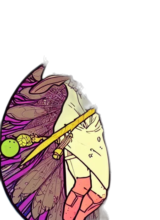 umbrella, staff, hat, hair, concept art, cartoon, anime, fantasy art transparent PNG cut-out