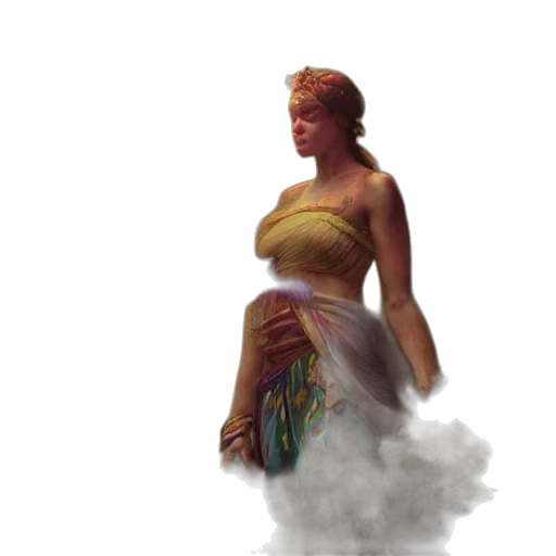 dress, crown, jewelry, staff, concept art, fantasy art, 3d render, photorealistic transparent PNG cut-out