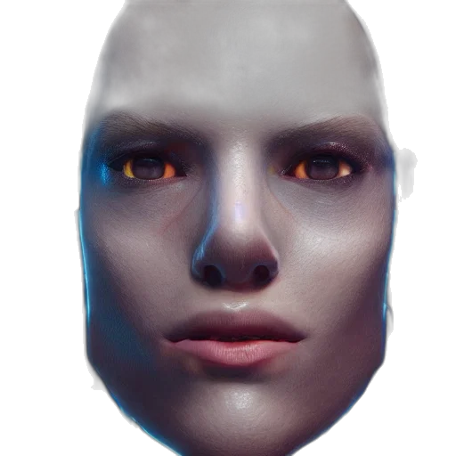 mask, face, robot, creature, 3d render, concept art, cyberpunk, photorealistic transparent PNG cut-out