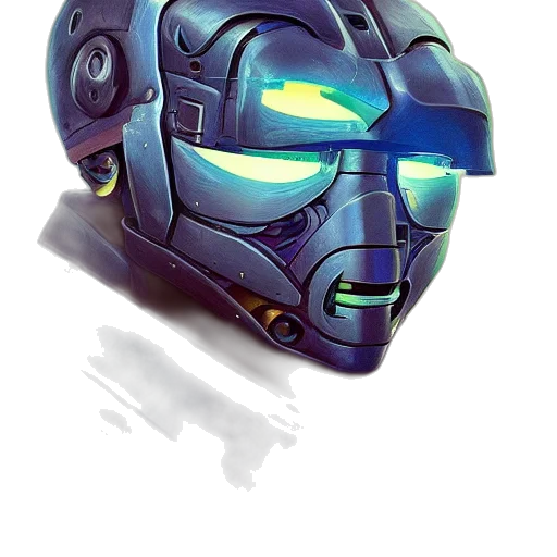 robot, mask, face, comic book art, concept art, watercolor, 3d render, blue transparent PNG cut-out