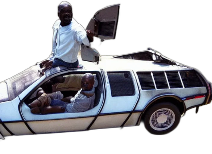 car, robot, jacket, vaporwave, concept art, cyberpunk, outer space, african transparent PNG cut-out