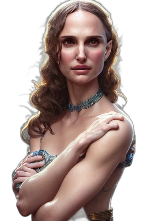 jewelry, dress, face, crown, fantasy art, concept art, photorealistic, comic book art transparent PNG cut-out