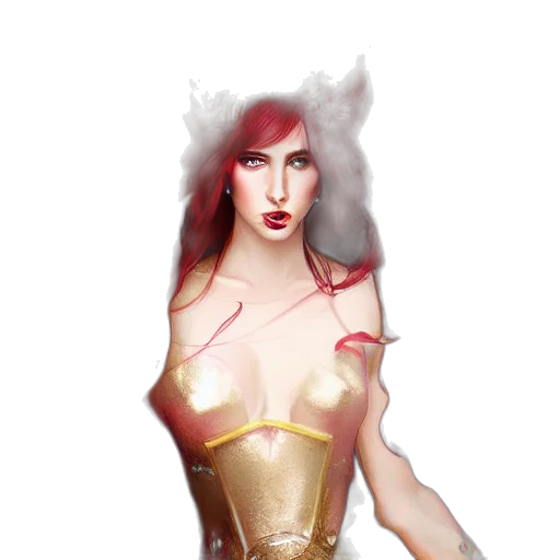 dress, fantasy art, concept art, comic book art, watercolor, red, golden, dark transparent PNG cut-out