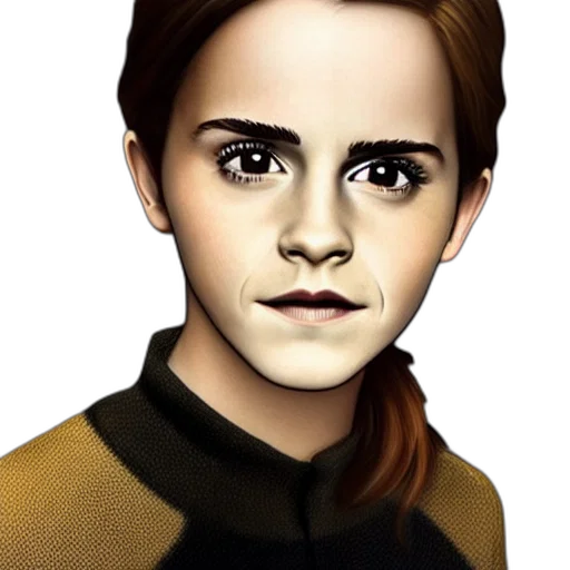 face, photorealistic, cartoon, comic book art, concept art, golden, emma, watson transparent PNG cut-out