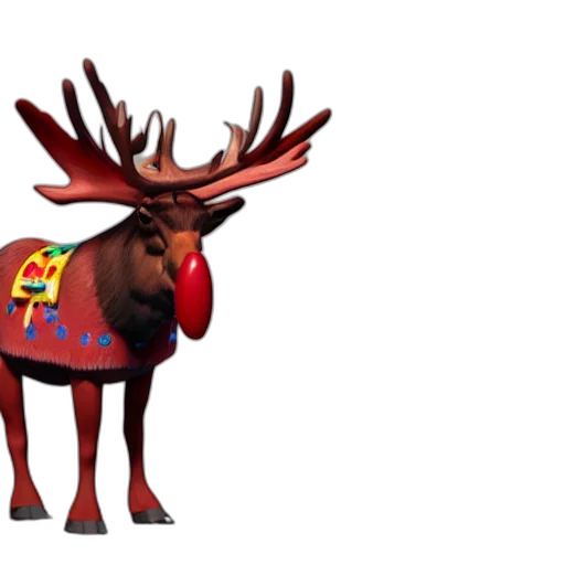 animal, creature, crown, 3d render, concept art, render, moose, dressed transparent PNG cut-out