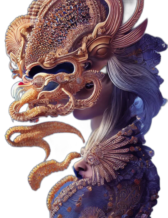 mask, dragon, creature, crown transparent PNG cut-out