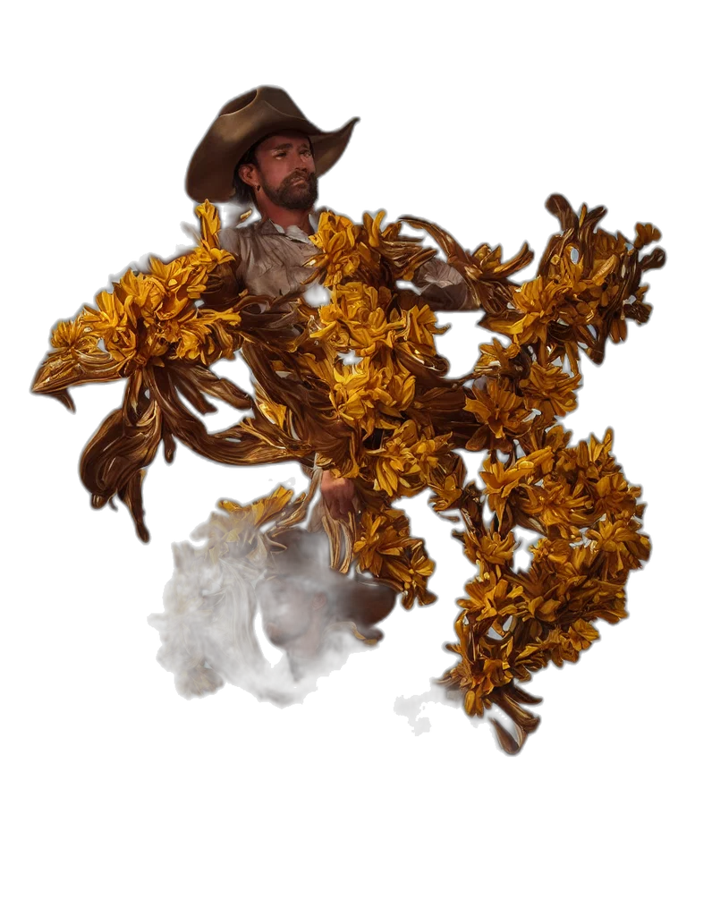 staff, flower, crown, mask transparent PNG cut-out