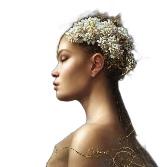crown, jewelry, dress, photorealistic, concept art, fantasy art, 3d render, golden transparent PNG cut-out