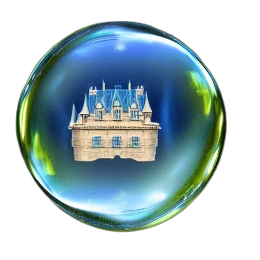 jewelry, crown, photorealistic, 3d render, fantasy art, castle, floating, bubble transparent PNG cut-out