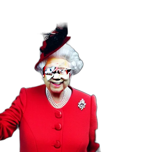 crown, hat, mask, face, 3d render, queen, england, grinning transparent PNG cut-out