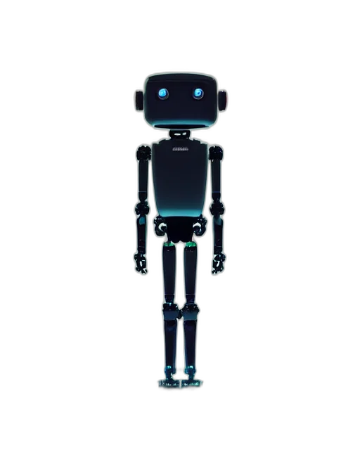 robot, staff, 3d render, pixel art transparent PNG cut-out