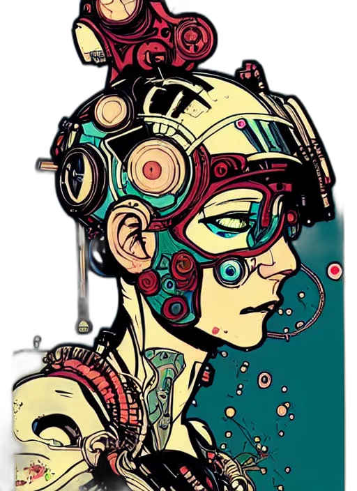 robot, mask, face, cyberpunk, comic book art, concept art, cartoon, outer space transparent PNG cut-out