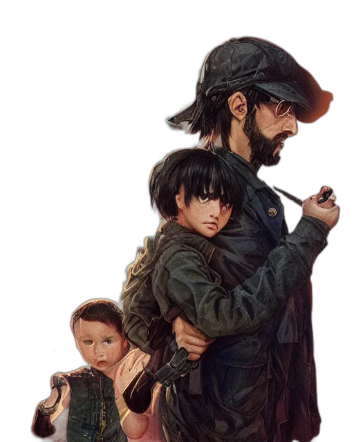 jacket, concept art, cyberpunk, comic book art transparent PNG cut-out