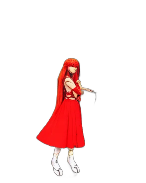 dress, staff, hair, creature transparent PNG cut-out