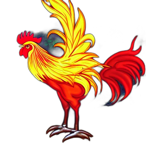 animal, photorealistic, pixel art, concept art, 3d render, rooster, phoenix, radiant transparent PNG cut-out