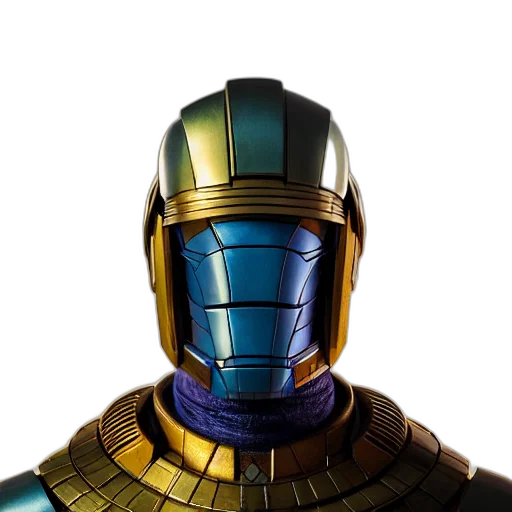 robot, sword, mask, crown, 3d render, concept art, fantasy art, photorealistic transparent PNG cut-out